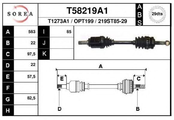 Приводной вал EAI T58219A1
