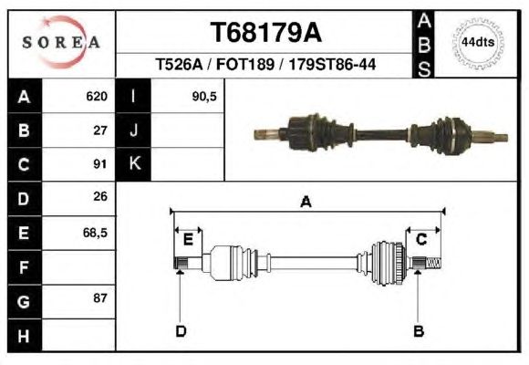 Приводной вал EAI T68179A