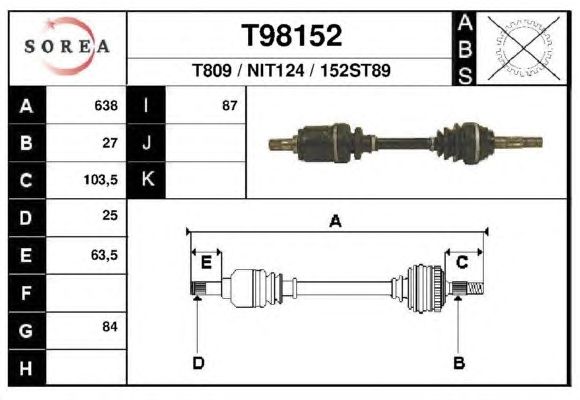 Приводной вал EAI T98152