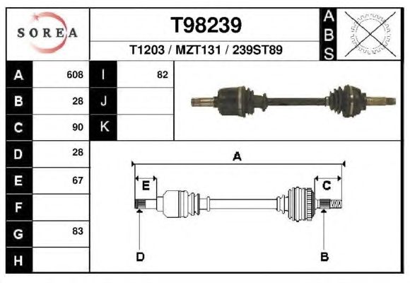 Приводной вал EAI T98239