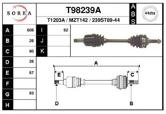 Приводной вал EAI T98239A