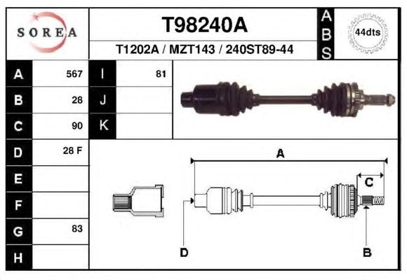 Приводной вал EAI T98240A
