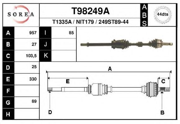 Приводной вал EAI T98249A