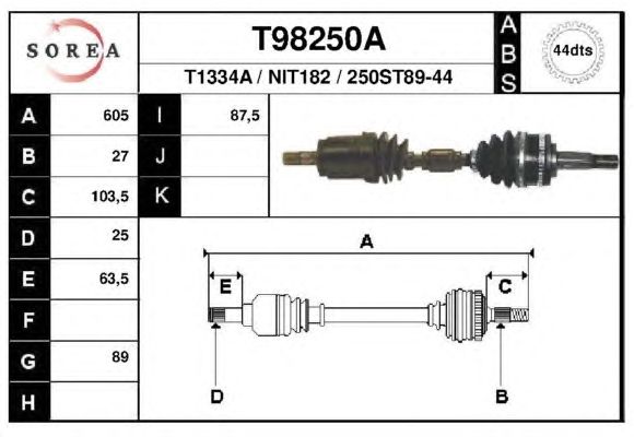 Приводной вал EAI T98250A