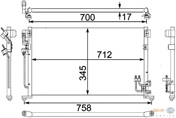 Радиатор кондиционера HELLA 8FC 351 304-231