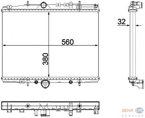 Радиатор, охлаждение двигателя HELLA 8MK 376 718-041
