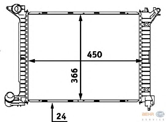 Радиатор, охлаждение двигателя HELLA 8MK 376 718-344 BEHR HELLA SERVICE Version ALTERNATIVE