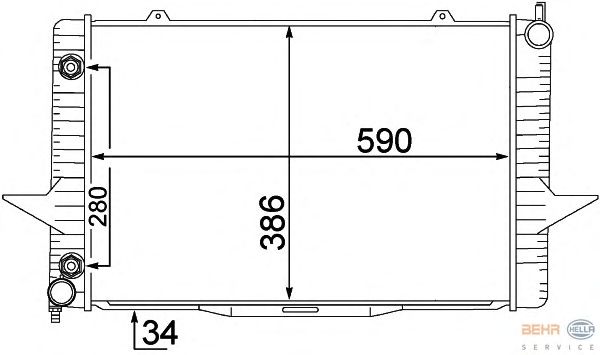 Радиатор, охлаждение двигателя HELLA 8MK 376 774-201