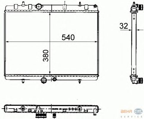 Радиатор, охлаждение двигателя HELLA 8MK 376 781-111