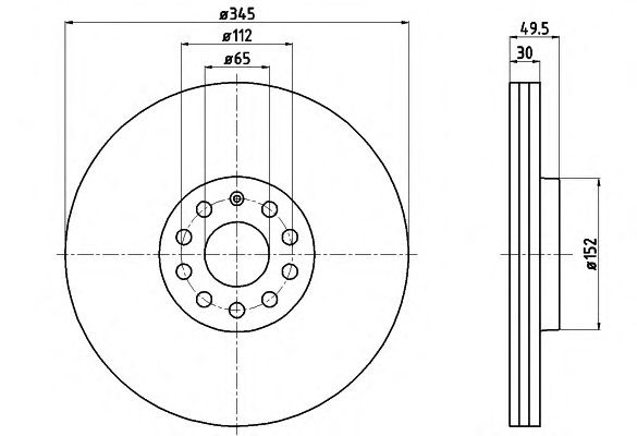 Тормозной диск HELLA 8DD 355 109-541 PRO
