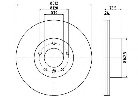 Тормозной диск HELLA 8DD 355 115-381 PRO