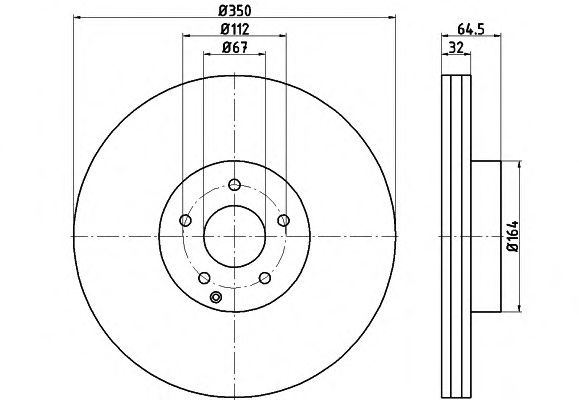 Тормозной диск HELLA 8DD 355 115-401 PRO