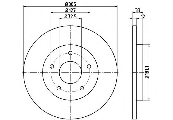 Тормозной диск HELLA 8DD 355 115-801 PRO