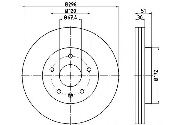 Тормозной диск HELLA 8DD 355 116-031 PRO