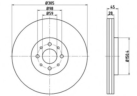 Тормозной диск HELLA 8DD 355 117-111 PRO