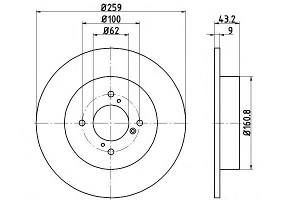 Тормозной диск HELLA 8DD 355 117-301 PRO