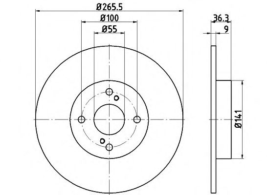 Тормозной диск HELLA 8DD 355 114-781 PRO