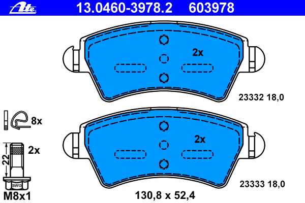 Тормозные колодки ATE 13.0460-3978.2