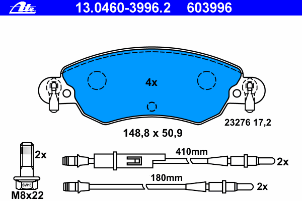 Тормозные колодки ATE 13.0460-3996.2
