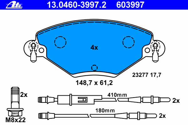 Тормозные колодки ATE 13.0460-3997.2