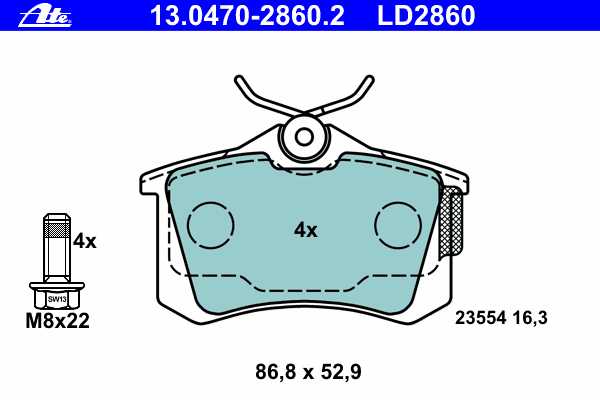 Тормозные колодки ATE 13.0470-2860.2 ATE Ceramic