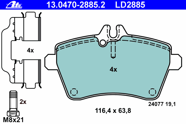 Тормозные колодки ATE 13.0470-2885.2 ATE Ceramic