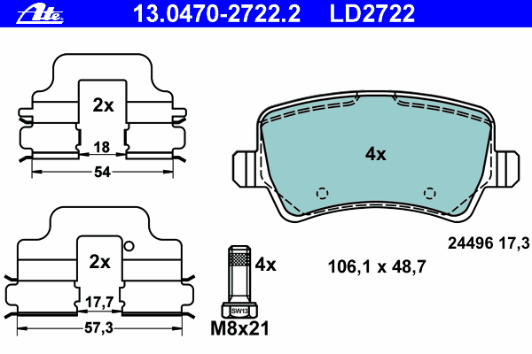 Тормозные колодки ATE 13.0470-2722.2 ATE Ceramic
