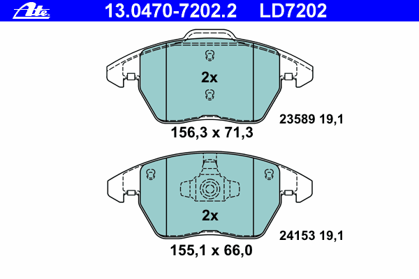 Тормозные колодки ATE 13.0470-7202.2 ATE Ceramic