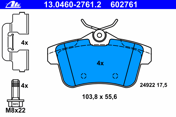 Тормозные колодки ATE 13.0460-2761.2