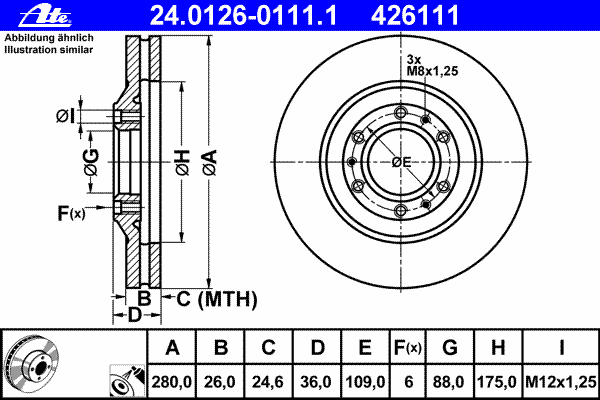 Гальмівний диск ATE 24.0126-0111.1