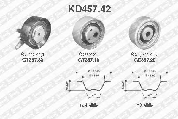 Комплект ремня ГРМ SNR KD457.42