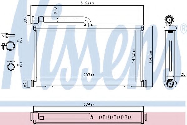 Радиатор отопителя NISSENS 70233