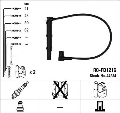 Комплект високовольтних проводів NGK 44234