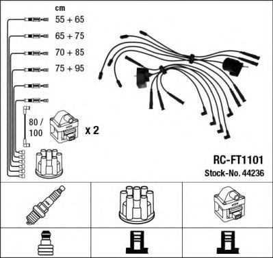 Комплект высоковольтных проводов NGK RCFT1101