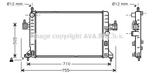 Радиатор, охлаждение двигателя AVA QUALITY COOLING OLA2305