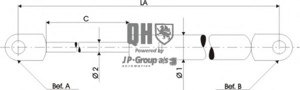 Газовый упор крышки багажника JP GROUP 1281200609