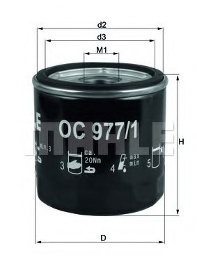 Масляный фильтр MAHLE ORIGINAL OC 977/1