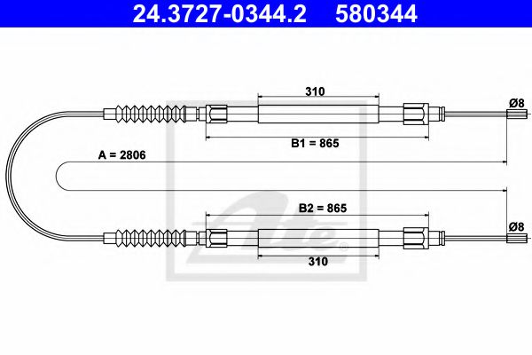 Трос ручника ATE 24.3727-0344.2
