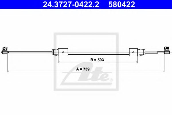 Трос ручника ATE 24.3727-0422.2