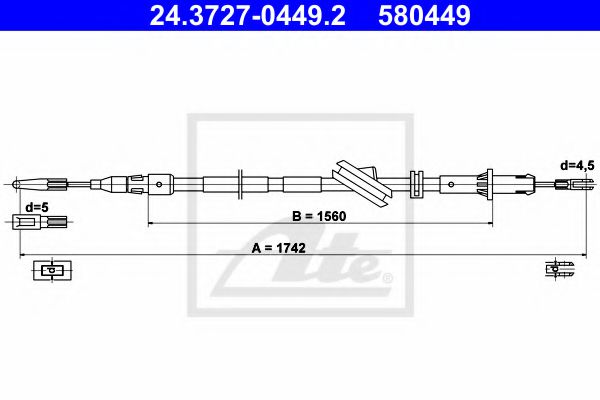 Трос ручника ATE 24.3727-0449.2