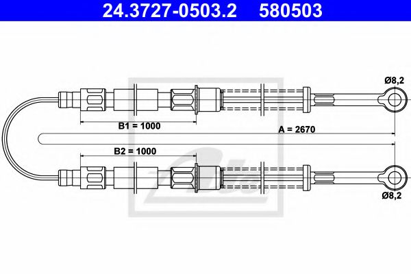 Трос ручника ATE 24.3727-0503.2