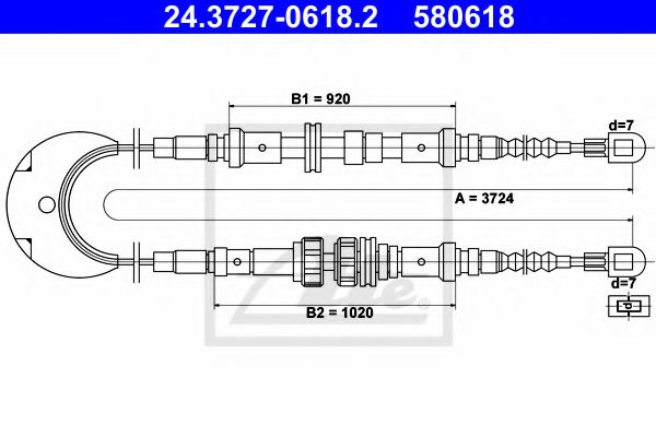 Трос ручника ATE 24.3727-0618.2