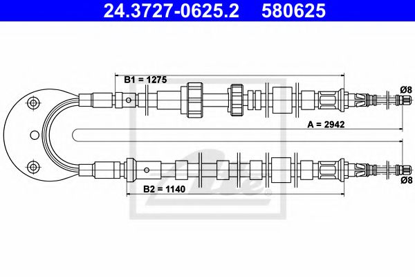 Трос ручника ATE 24.3727-0625.2