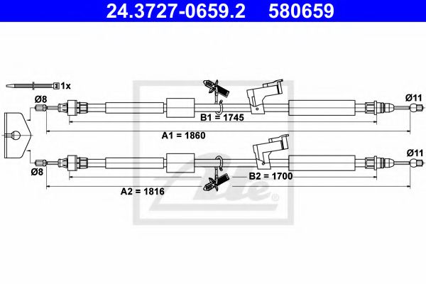 Трос ручника ATE 24.3727-0659.2