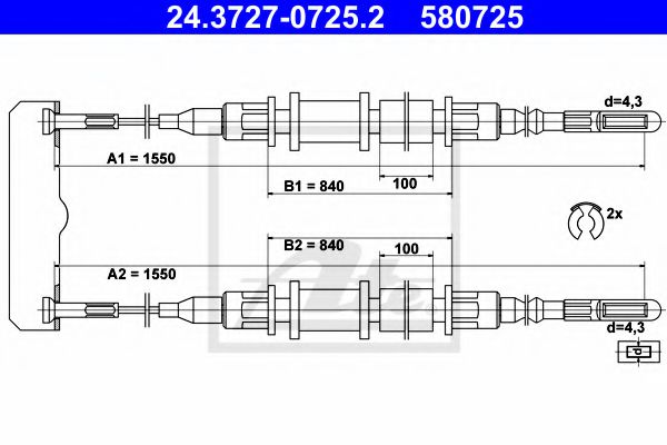 Трос ручника ATE 24.3727-0725.2
