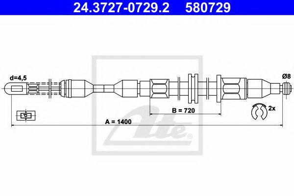 Трос ручника ATE 24.3727-0729.2