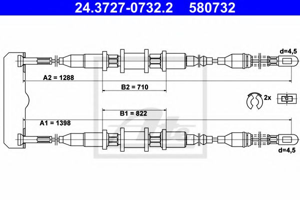 Трос ручника ATE 24.3727-0732.2