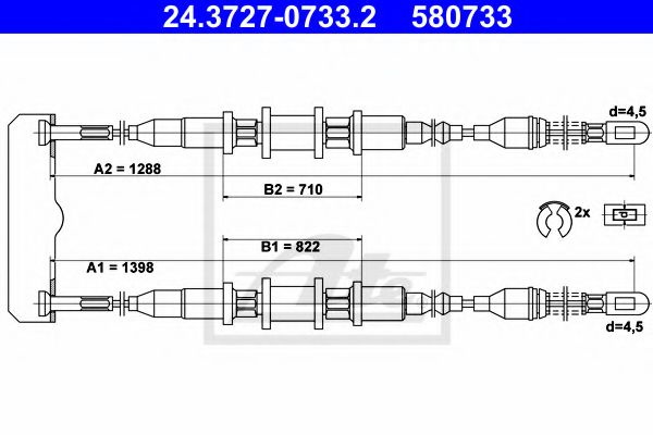 Трос ручника ATE 24.3727-0733.2