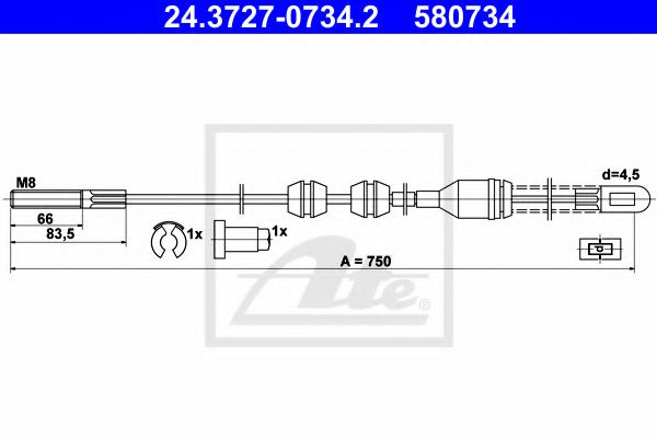 Трос ручника ATE 24.3727-0734.2