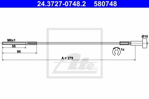 Трос ручника ATE 24.3727-0748.2